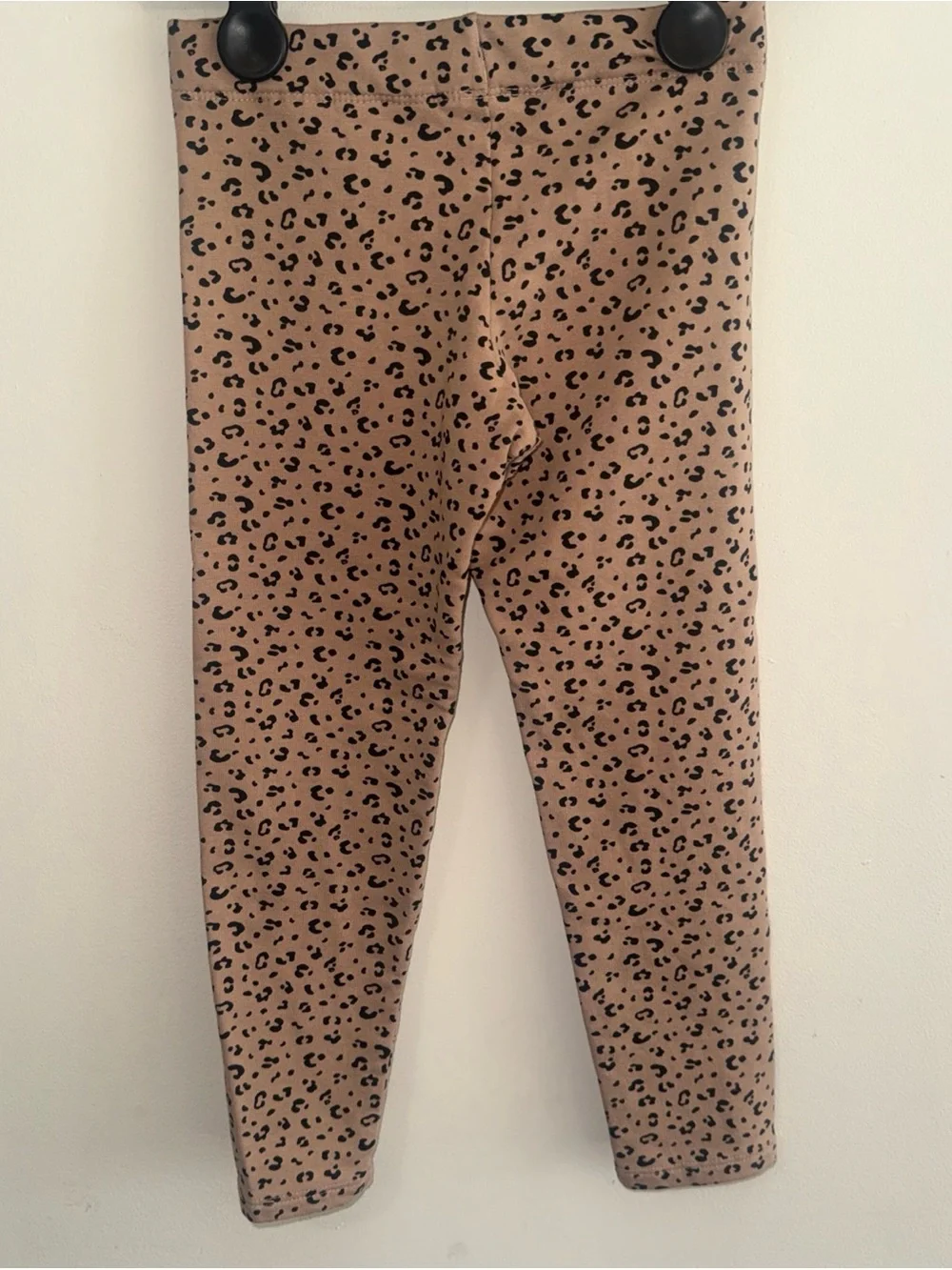 H&M Girls Leopard Print Leggings Beige Cotton Blend Pants Size 5T